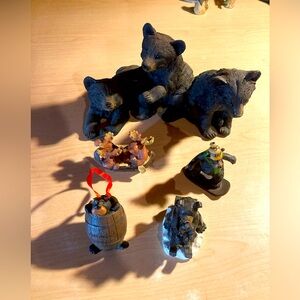 Black Bear Figurine Set with Accessories collection curio
